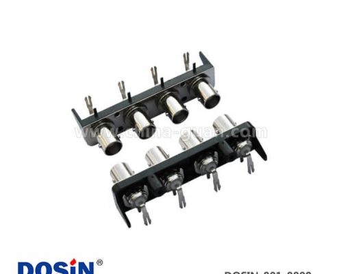 bnc接頭母頭四同軸射頻50歐黑色塑膠外殼PCB板端連接器