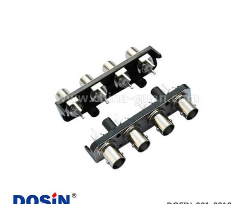 bnc 母頭直式四射頻同軸黑色塑膠外殼50歐PCB板端連接器