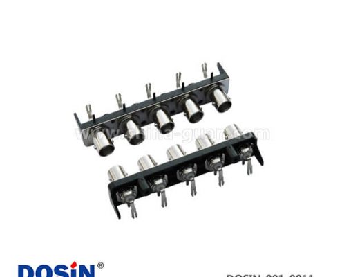 BNC連接器同軸射頻彎式母頭黑色塑膠外殼50歐姆PCB板端