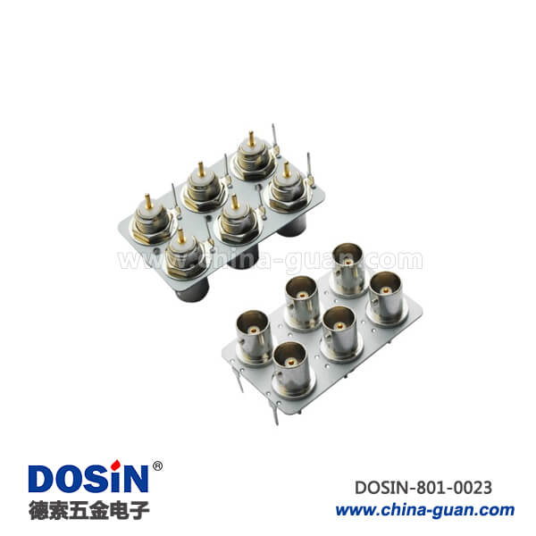 801-0023 bnc射頻同軸連接器鋅合金直式穿墻母頭六軸PCB板端