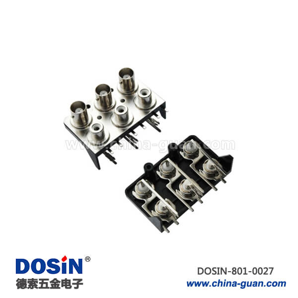 bnc型射頻同軸連接器鋅合金50歐姆彎式母頭PCB板端