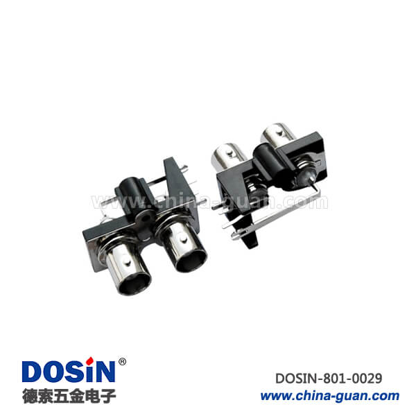 bnc接口板端PCB黑色塑膠外殼射頻同軸連接器彎式母頭