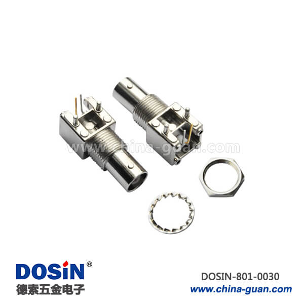 801-0030 bnc射頻連接器50歐姆RF射頻同軸母頭鋅合金彎頭PCB板端