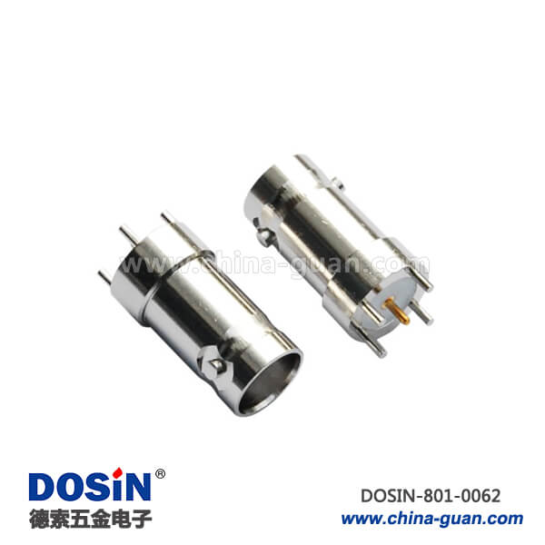 801-0062 bnc同軸接口直式母頭4腳鋅合金射頻連接器PCB板端座