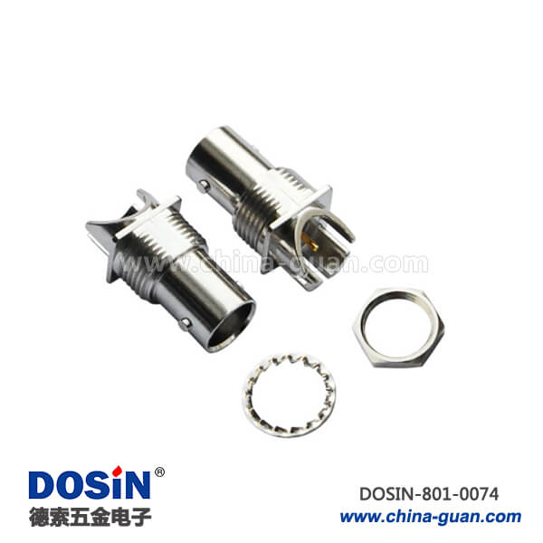 bnc 阻抗PCB板端直式鋅合金母頭穿墻射頻同軸連接器