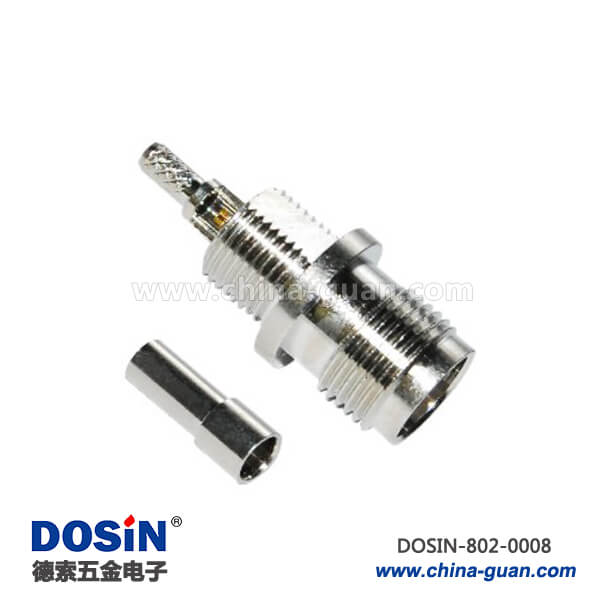 東莞 電子連接器直式母頭穿墻式 壓接射頻同軸TNC連接器 東莞 電子連接器直式母頭穿墻式 壓接射頻同軸TNC連接器