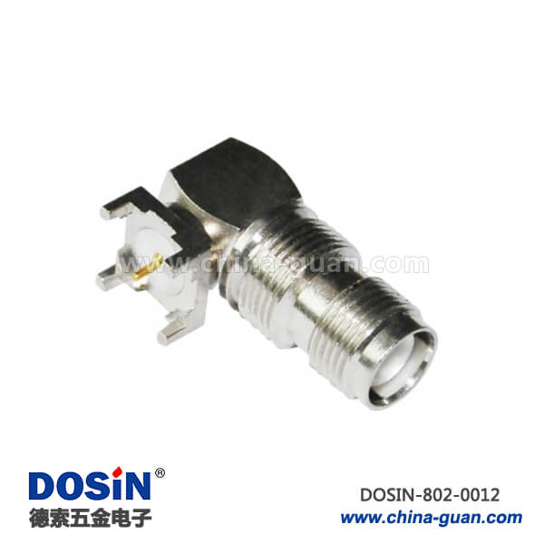 pcb射頻連接器板端4腳彎式穿墻式母頭tnc連接器