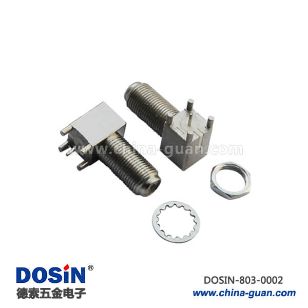 pcb連接器頭90度RF射頻同軸F頭彎式穿墻母頭接板