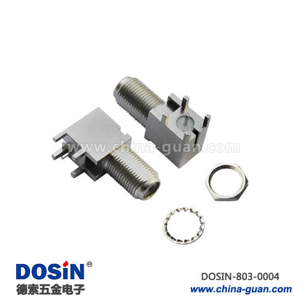 pcb 連接RF射頻同軸F頭鋅合金彎式母頭穿墻連接器