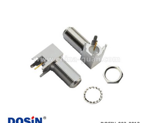 f同軸連接器RF射頻焊接彎式4腳穿墻母頭PCB板端