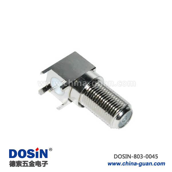 有線電視接頭 f頭彎式方形4腳母頭射頻同軸連接器