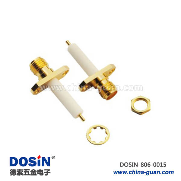 專業(yè)射頻同軸連接器sma型2孔法蘭穿墻式面板安裝