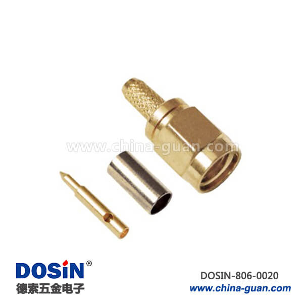 sma同軸電纜連接器直式鍍金公頭壓接式 sma同軸電纜連接器直式鍍金公頭壓接式