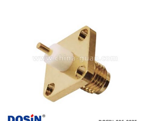 連接器sma 4孔方形法蘭射頻同軸直式母頭面板安裝插座板端
