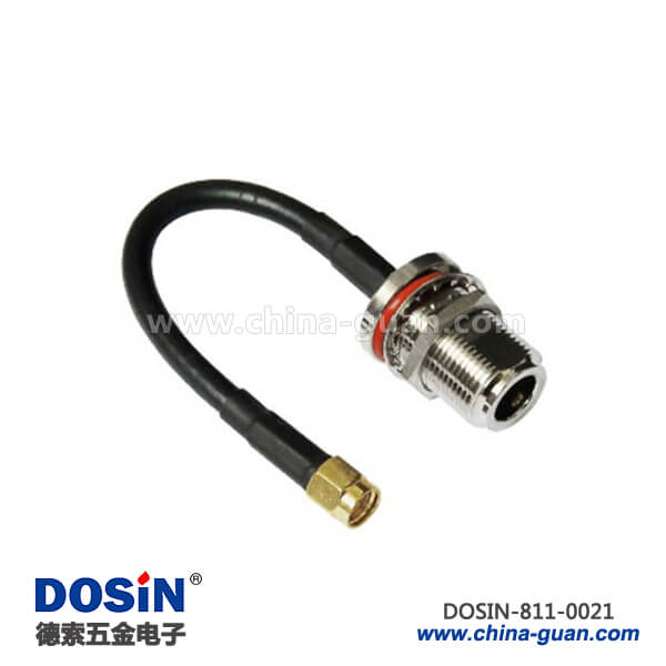811-0021 n頭穿墻防水rg59射頻同軸線材接sma公頭