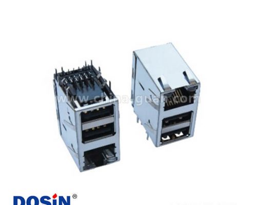 RJ45 USB連接器組合6針單RJ45雙USB插孔