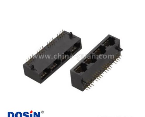 RJ45全塑8針X4連接器彎腳4端口