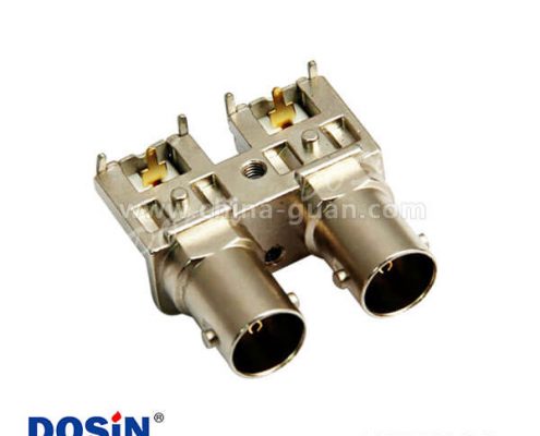 bnc雙母頭彎式PCB電路板射頻同軸連接器