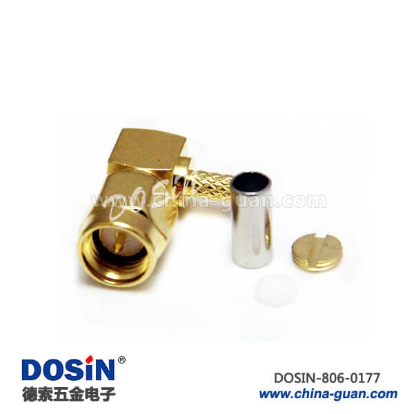 806-0177 sma公頭轉(zhuǎn)接線彎式壓接射頻同軸連接器