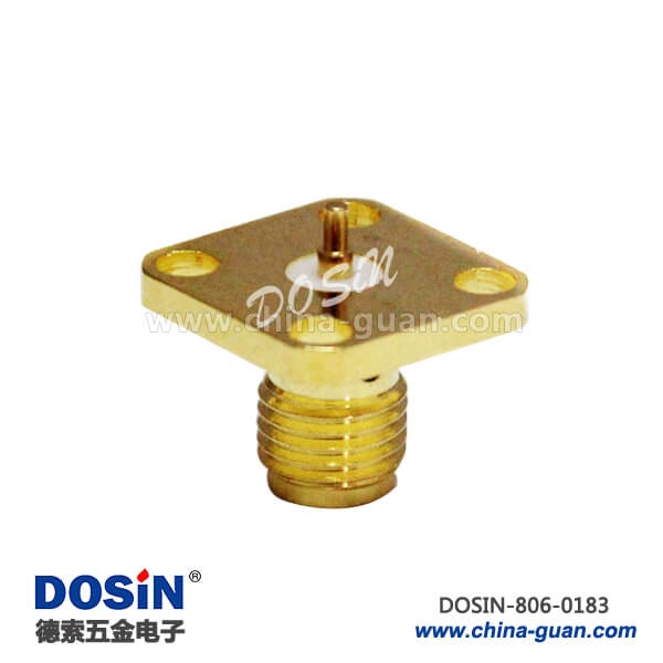 806-0183 射頻sma母接頭4孔方形法蘭盤(pán)連接器焊線