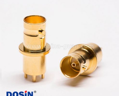 BNC母頭接頭直式鍍金穿孔面板安裝連接器