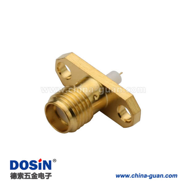 sma射頻同軸鍍金法蘭2孔直式母頭