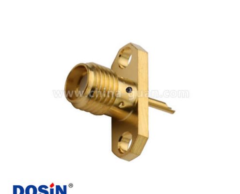 sma母頭2孔法蘭盤直式鍍金焊接同軸連接器