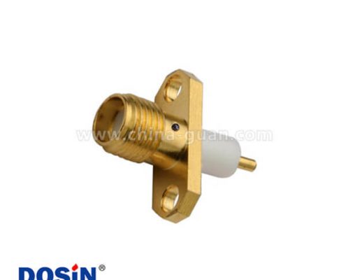 SMA母頭板端法蘭盤2孔射頻同軸連接器直式延長(zhǎng)鐵氟龍面板安裝