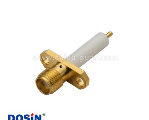 SMA連接器母頭射頻同軸 直式2孔法蘭盤延長(zhǎng)鐵氟龍面板安裝