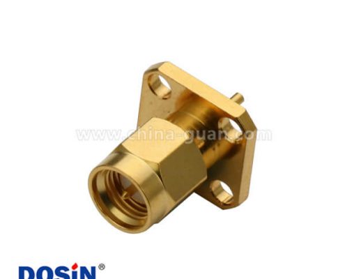 SMA板端連接器射頻同軸鍍金4孔法蘭盤公頭