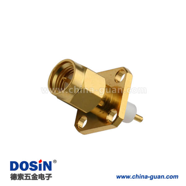 DOSIN-806-1035 SMA 射頻連接器4孔法蘭盤公頭樹(shù)脂灌膠延長(zhǎng)鐵氟龍面板安裝
