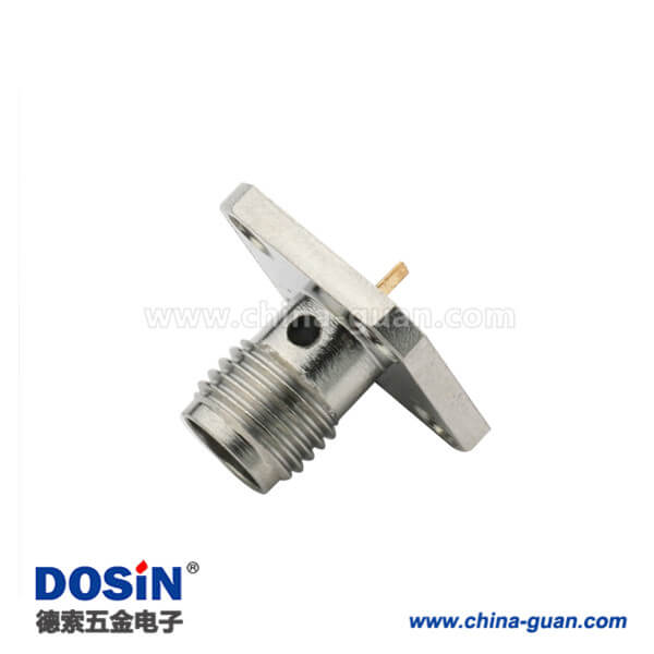 DOSIN-806-1036 SMA樹(shù)脂灌膠法蘭盤4孔直式母頭連接器面板安裝視頻線頭