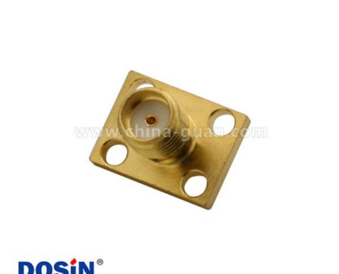 sma視頻插頭母頭射頻同軸連接器4孔方形法蘭盤直式面板安裝