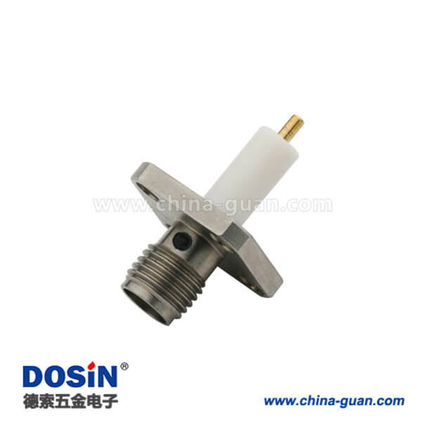 DOSIN-806-1040 SMA連接器直式母頭延長(zhǎng)鐵氟龍法蘭盤4孔面板安裝同軸視頻