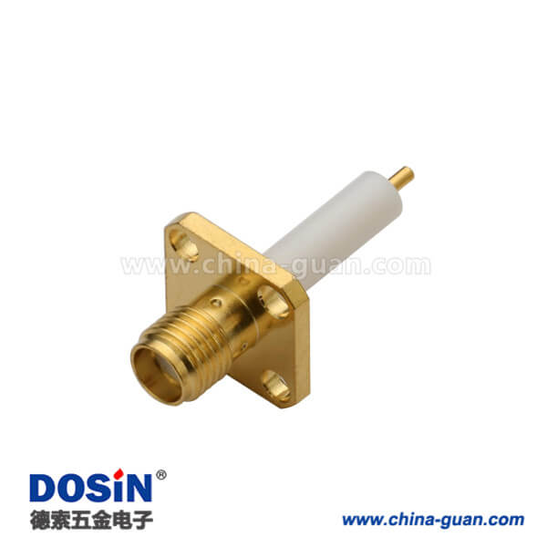 DOSIN-806-1041 sma法蘭盤4孔直式母頭延長(zhǎng)鐵氟龍面板安裝板端計(jì)算機(jī)視頻線接頭