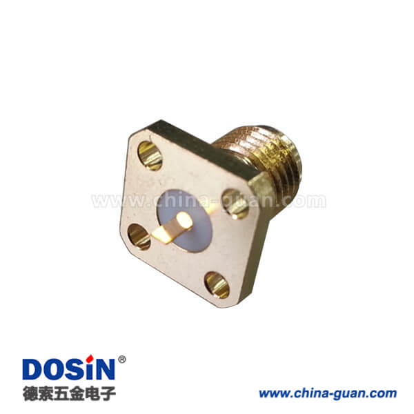 DOSIN-806-1043 SMA連接器直式母頭4孔法蘭盤樹(shù)脂灌膠SMA面板安裝板端同軸音頻