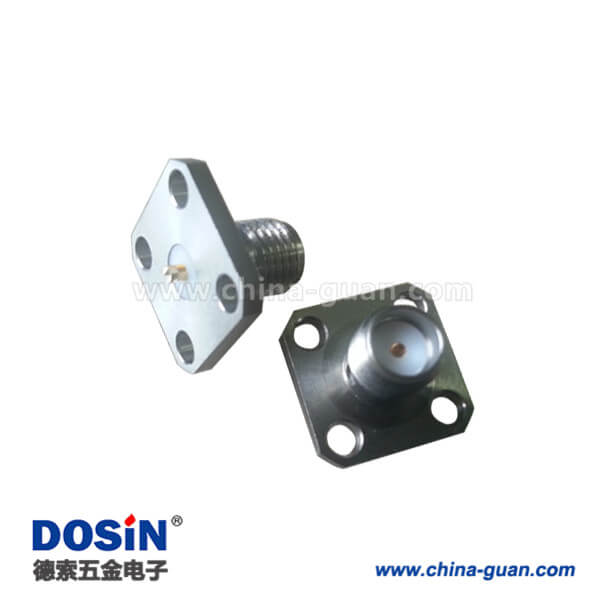 DOSIN-806-1045 SMA母頭方形法蘭盤4孔樹(shù)脂灌膠面板安裝同軸音頻接頭