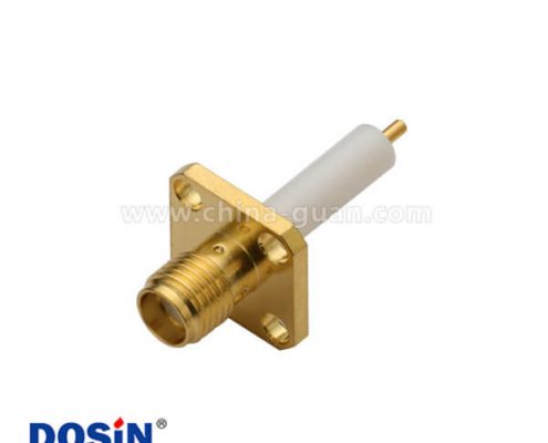 SMA4孔法蘭直式母頭延長(zhǎng)鐵氟龍面板安裝連接器