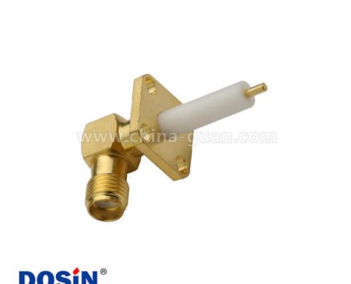 SMA4孔鍍金法蘭面板安裝接頭延長鐵氟龍連接器