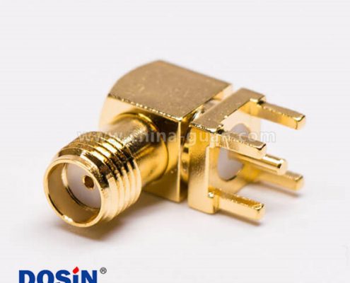 SMA母接頭90度板端PCB板穿孔式插座