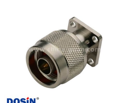 n頭公頭直式射頻同軸連接器4孔法蘭盤面板安裝