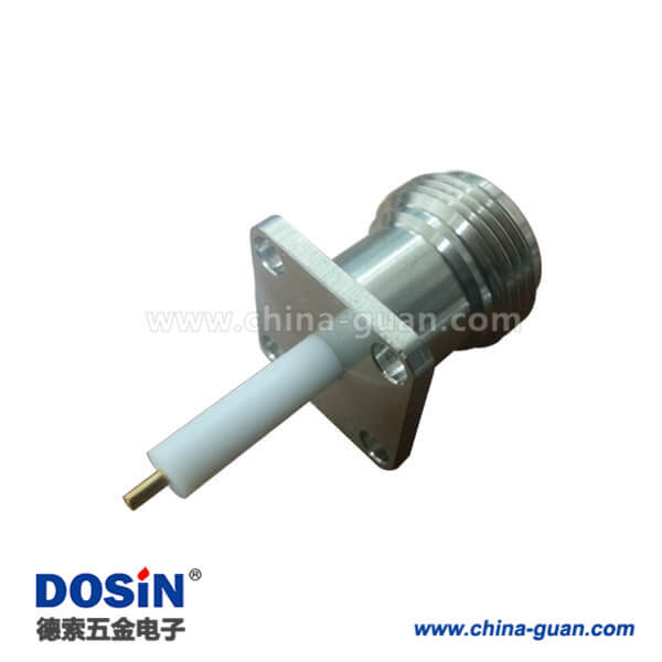 DOSIN-805-1043 n型射頻同軸連接器樹脂灌膠直頭帶4孔方板法蘭接頭