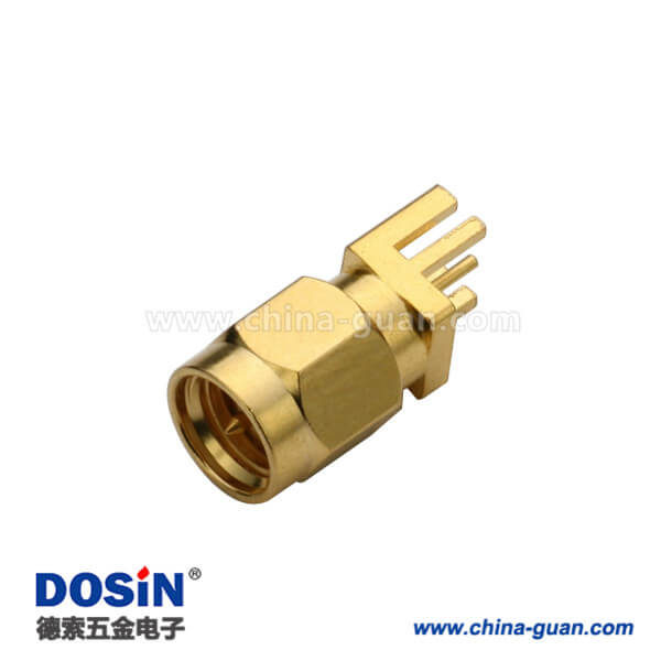 SMA板緣卡板式公頭180度插頭鍍金接PCB板