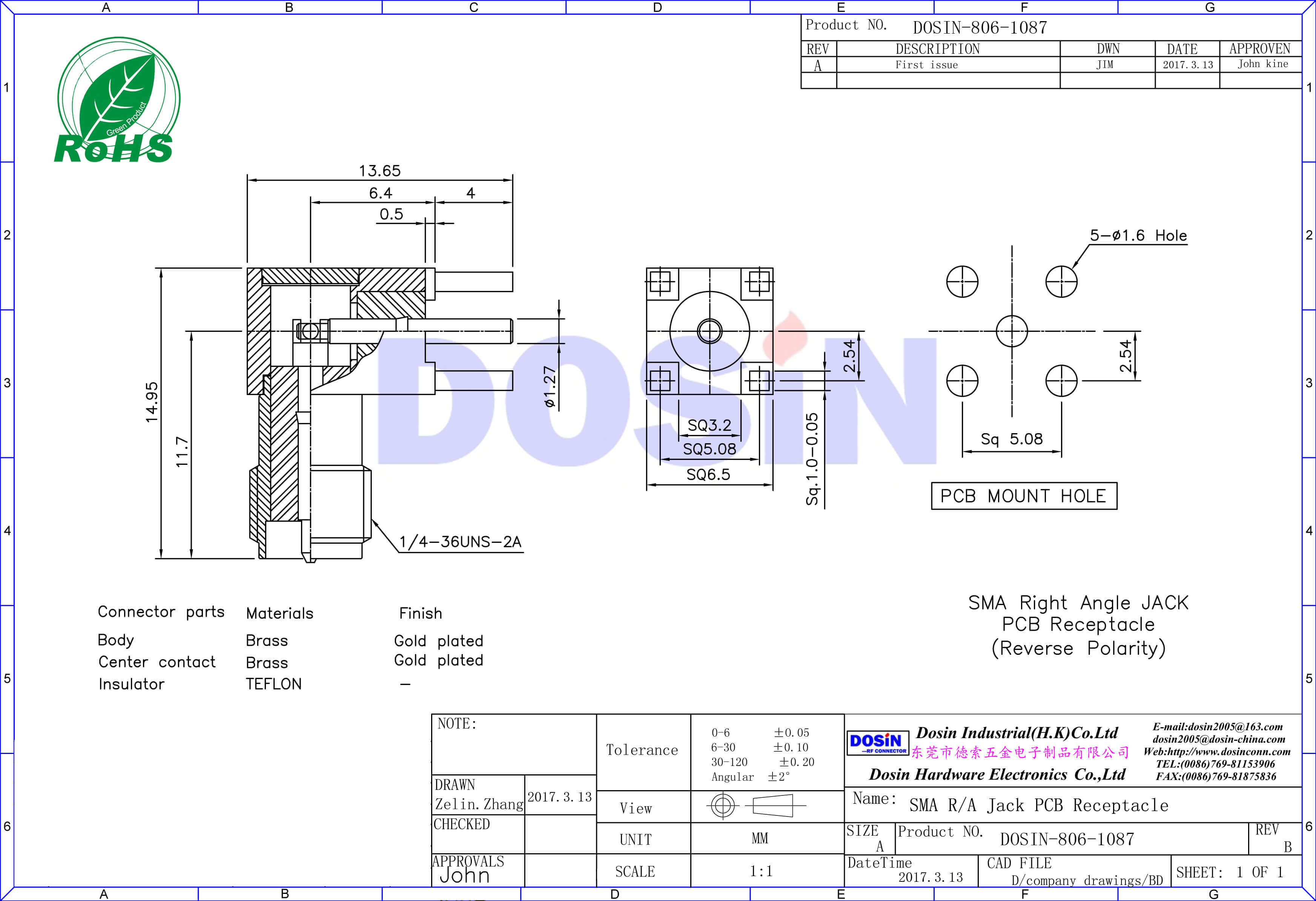 SMA接頭90度彎式板端母頭接pcb音頻插座