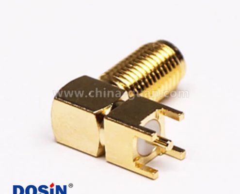 SMA直角彎頭RF連接器鍍金母頭插PCB板