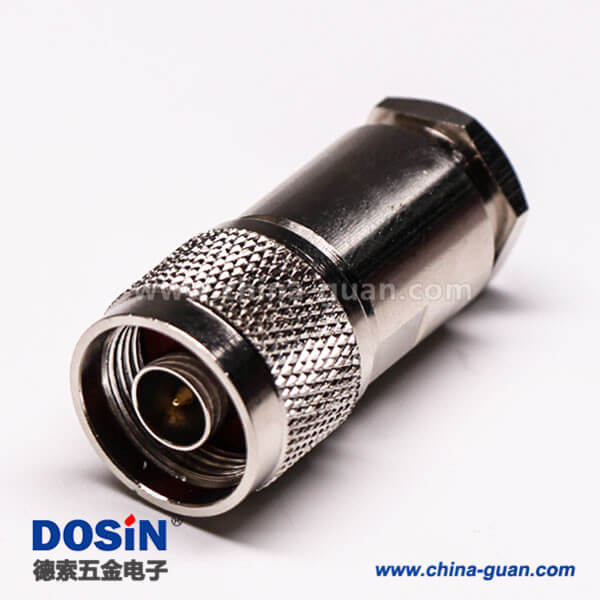 2 N型射頻連接器直式公頭螺母鎖緊接線
