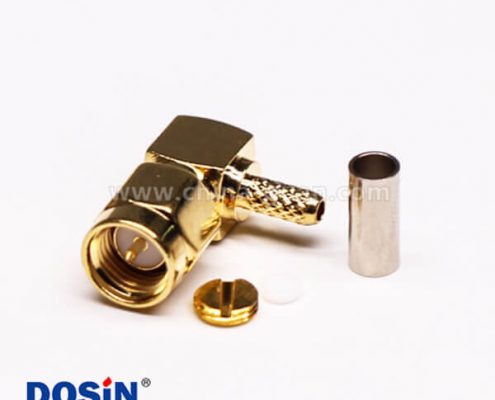 SMA公頭轉(zhuǎn)接線90度彎式壓接接同軸線纜