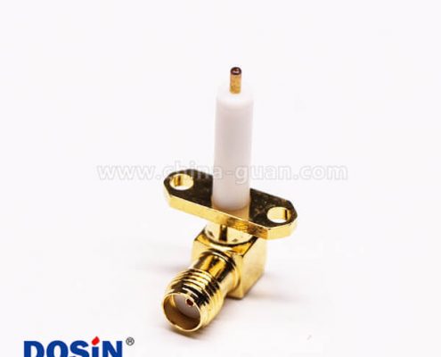 SMA兩孔法蘭90度彎式母頭RF連接器鍍金