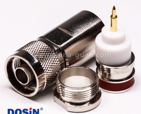 同軸N型接頭公頭180度直式螺母鎖緊接線