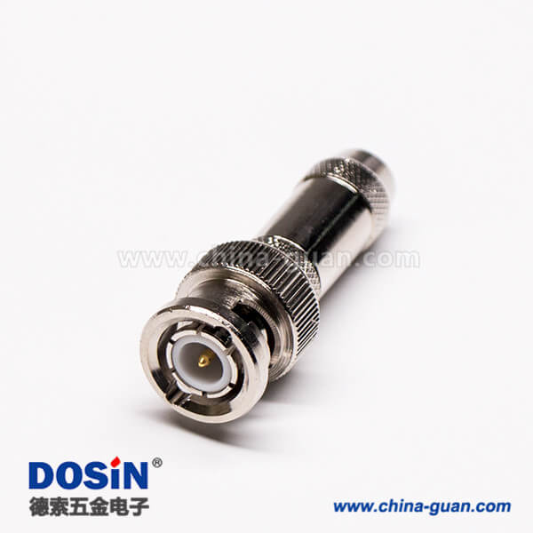 6 擠壓式bnc接頭公頭直式帶滾花紋接PCB板